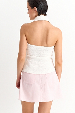 Топ из пушистого трикотажа с открытой спинкой