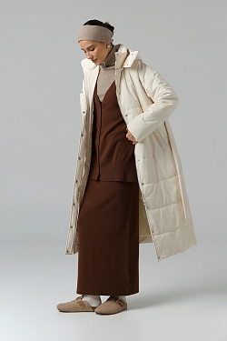 Пуховик удлиненный со съемным капюшоном