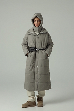Пуховик удлиненный со съемным капюшоном
