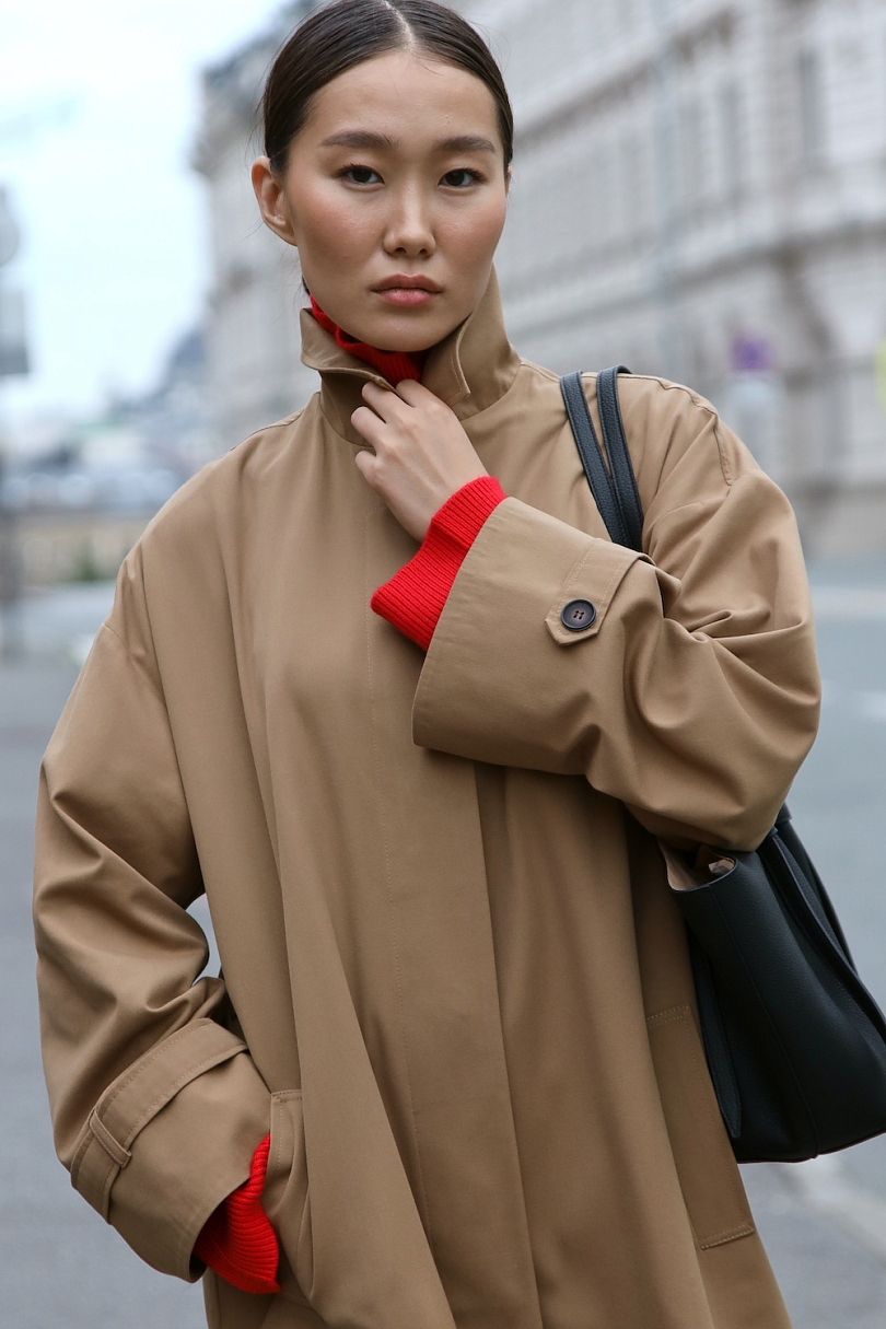 Тренч однобортный из 100% хлопка с пропиткой