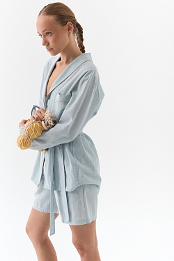 Костюм из смесового льна с кантом 