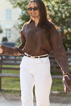 Рубашка из 100% премиум льна свободного кроя