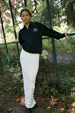 Свитшот-поло из хлопка с вышивкой