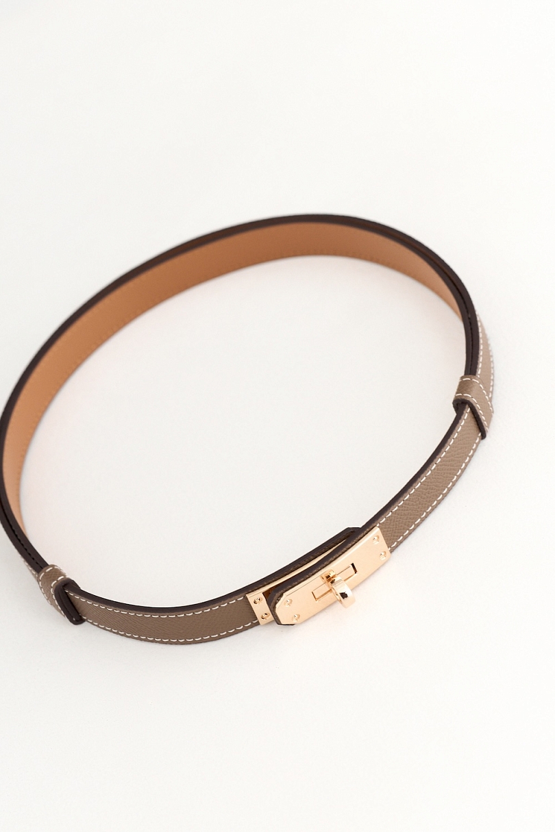 Ремень из натуральной кожи с замком золото