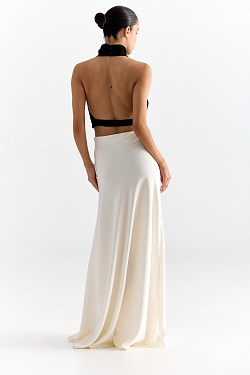 Юбка макси с кружевом и разрезом 