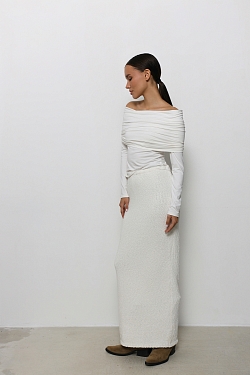 Юбка макси из хлопкового трикотажа букле