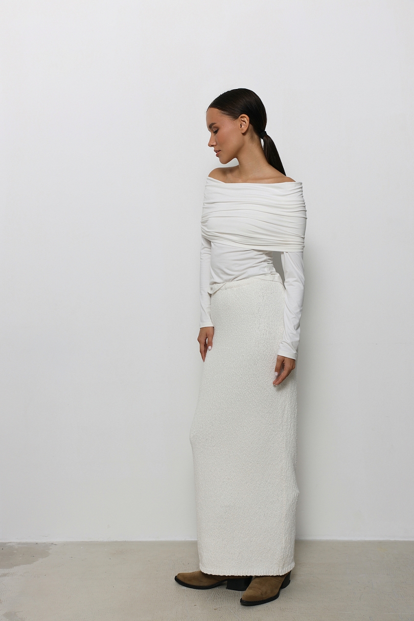 Юбка макси из хлопкового трикотажа букле