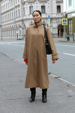 Тренч однобортный из 100% хлопка с пропиткой