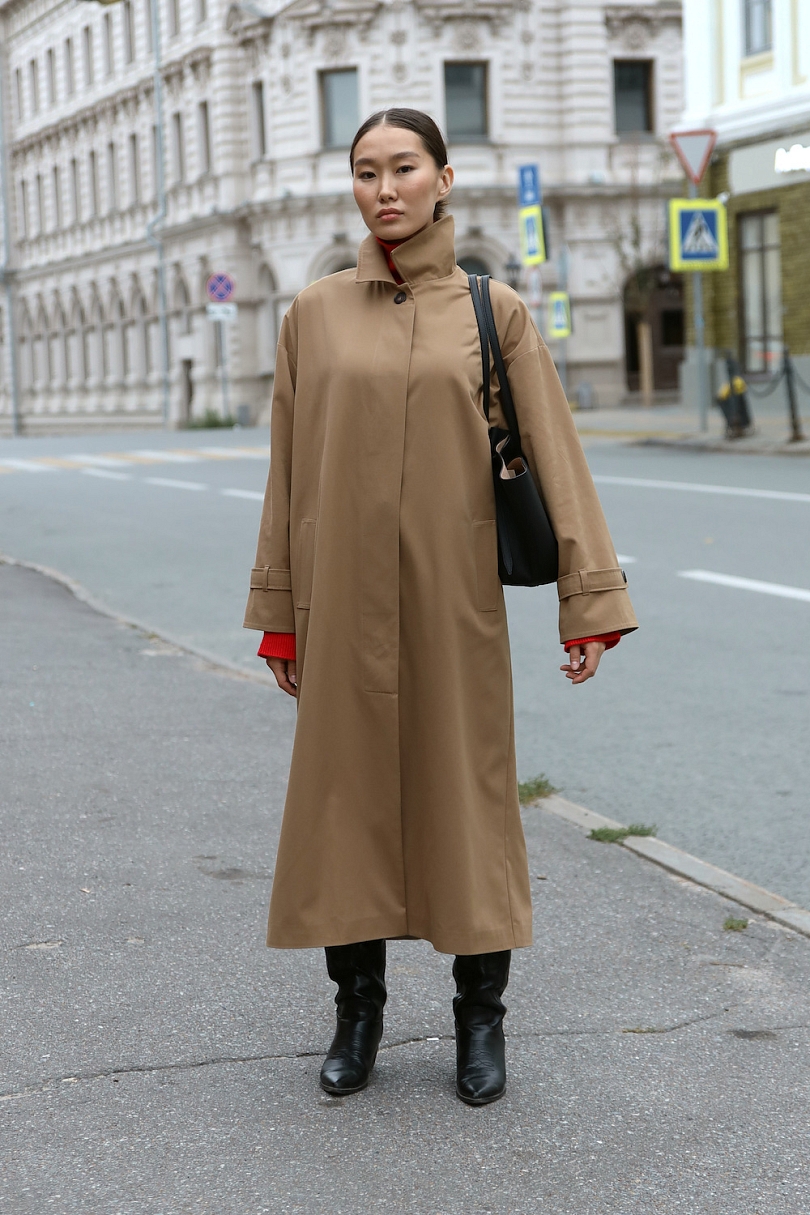 Тренч однобортный из 100% хлопка с пропиткой