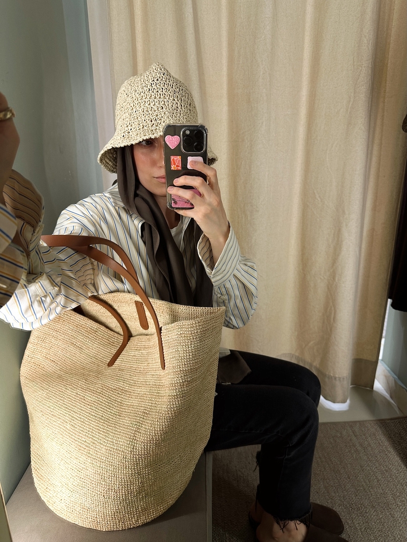 Сумка-шоппер из рафии