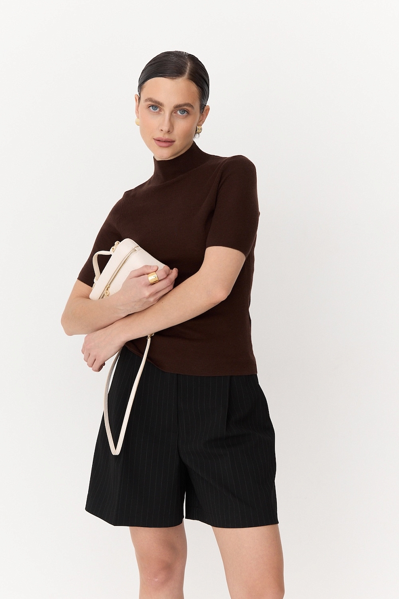 Топ с воротником стойка из мериноса