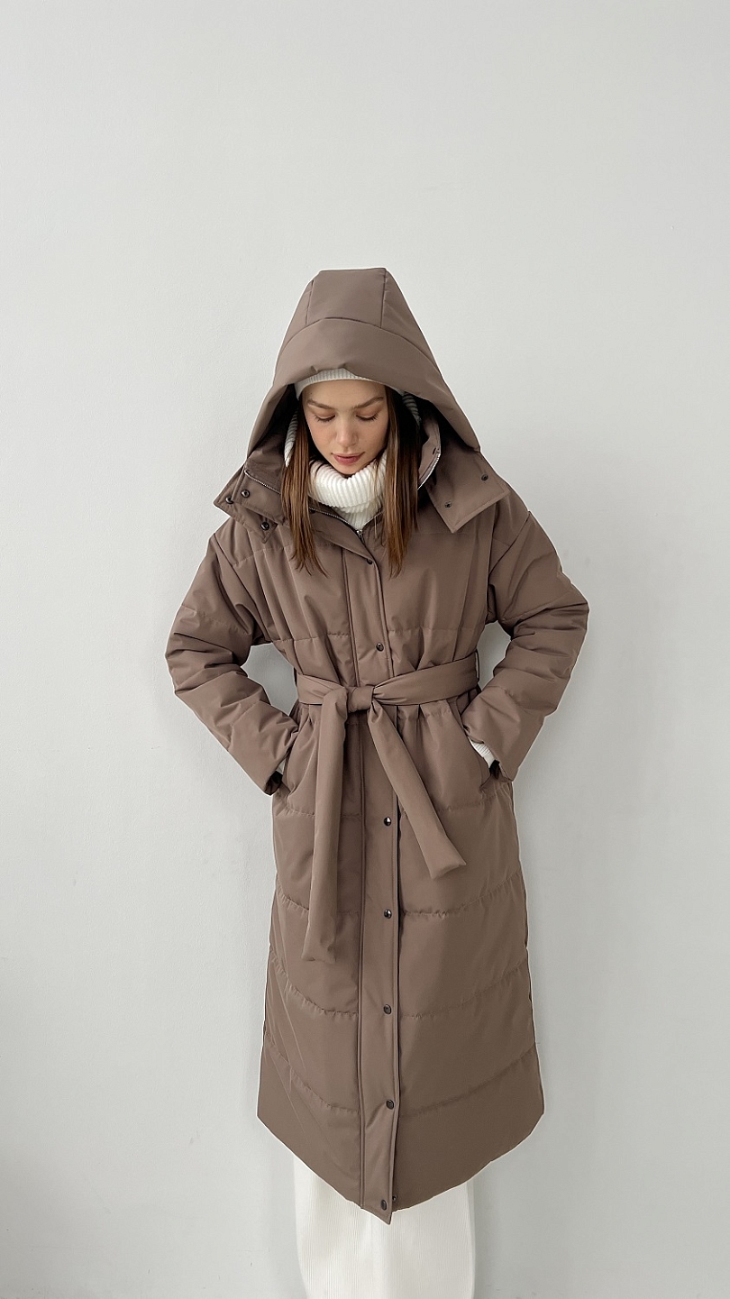 Пуховик удлиненный со съемным капюшоном