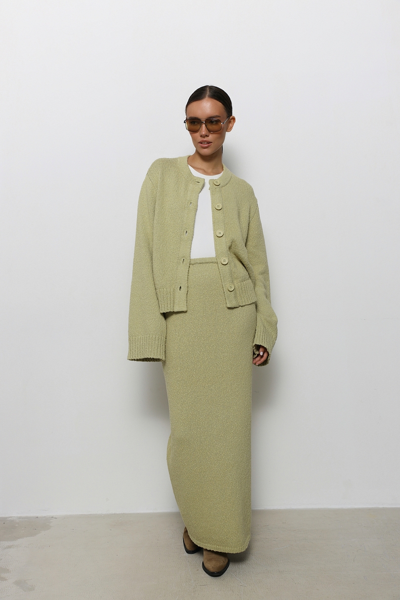 Юбка макси из хлопкового трикотажа букле