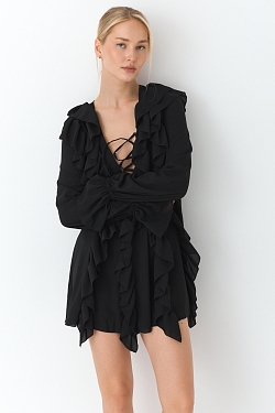 Платье с драпировкой и шнуровкой