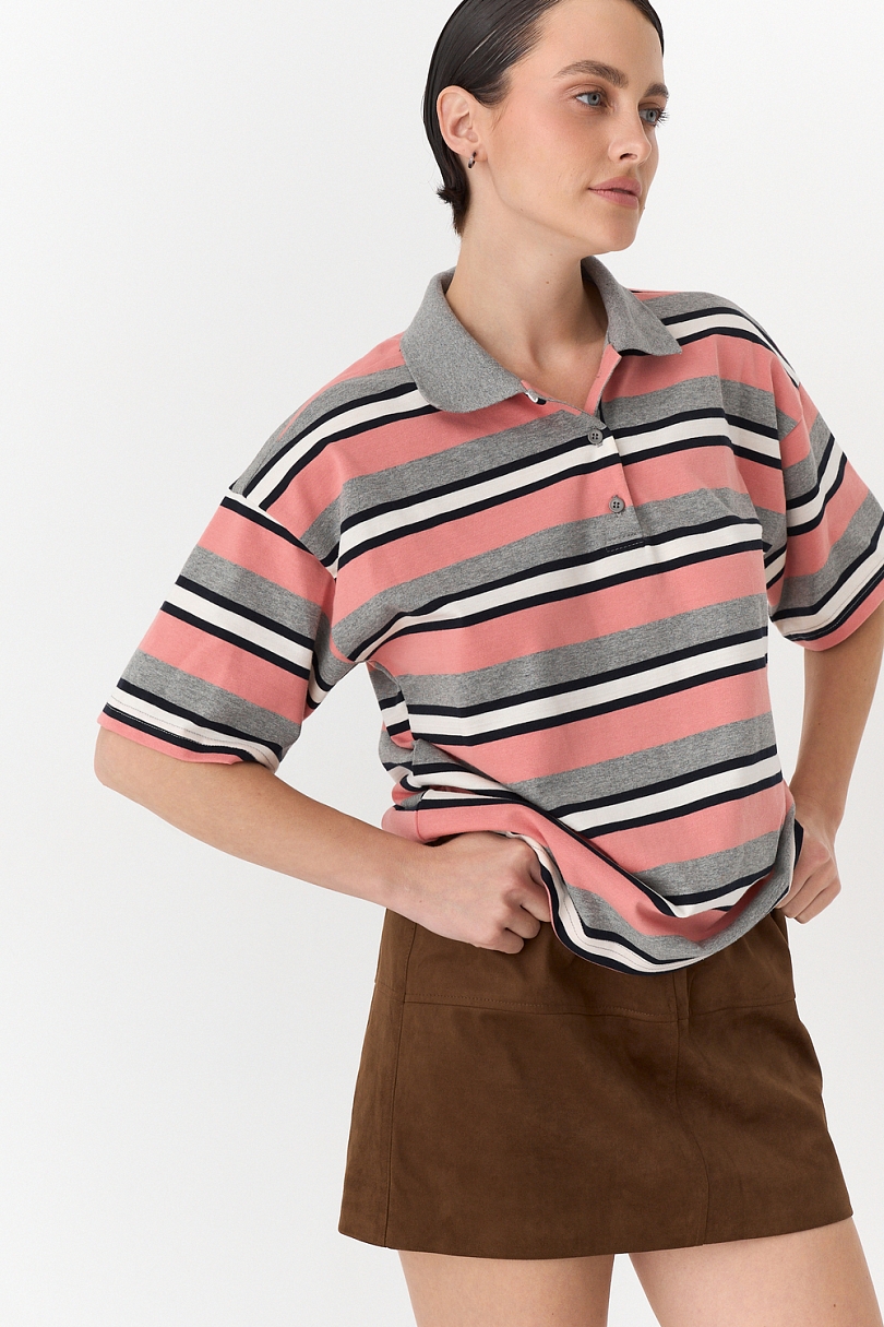 Футболка-поло в полоску