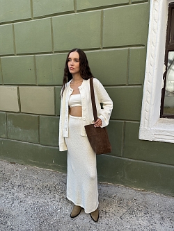 Юбка макси из хлопкового трикотажа букле