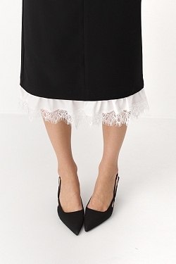 Юбка миди с рюшей и кружевом