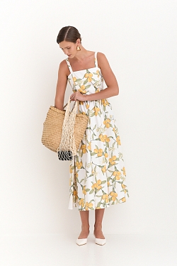Сарафан из хлопка с лимонами миди