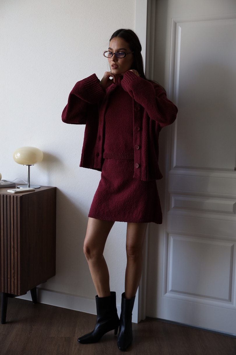 Юбка мини из хлопкового трикотажа букле