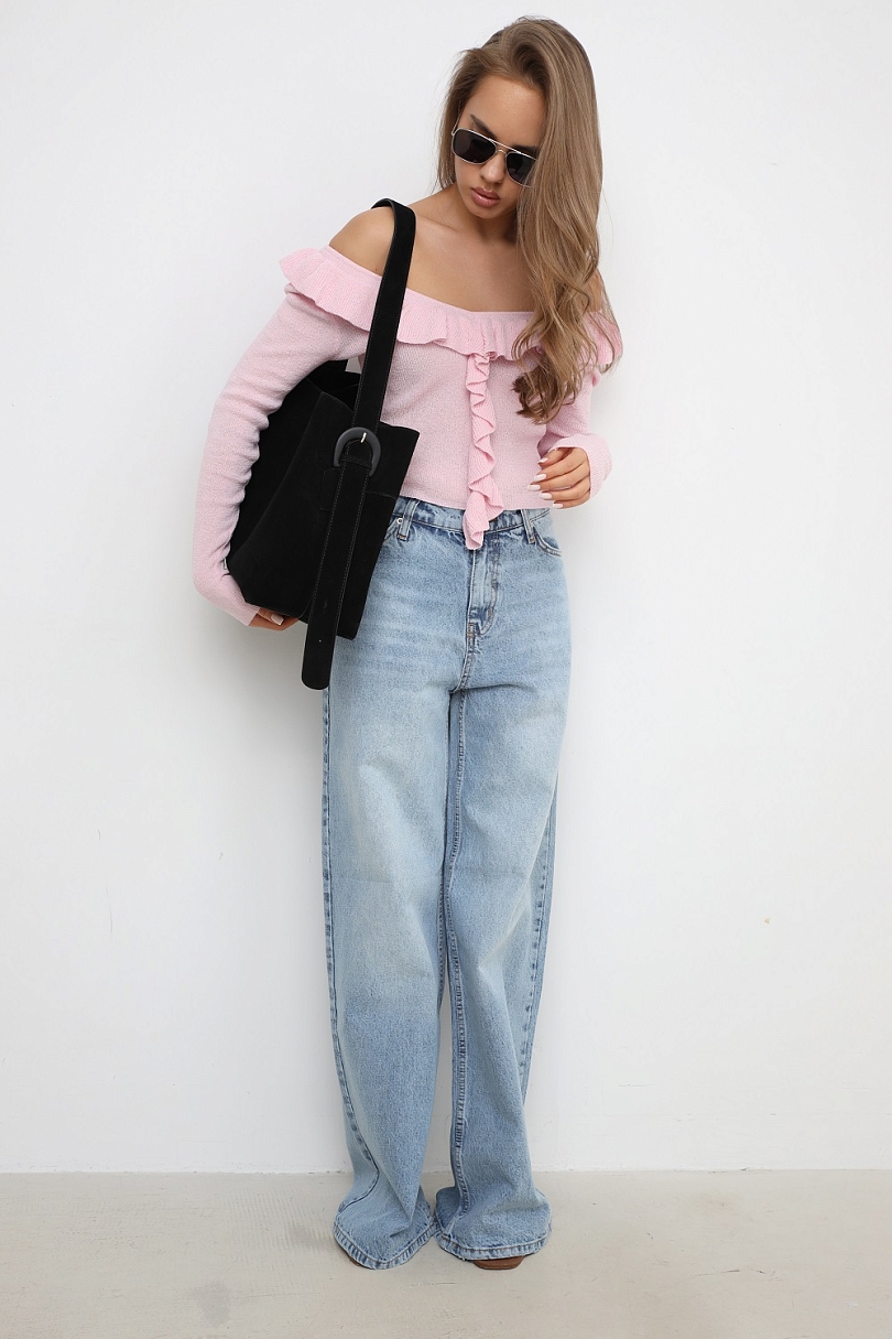 Джинсы wide leg с завышенной талией