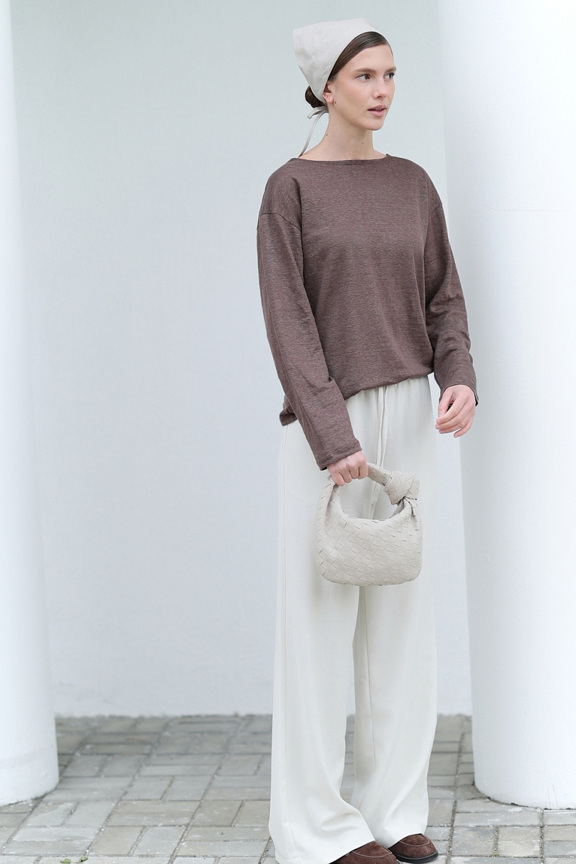 Лонгслив из 100% трикотажного льна