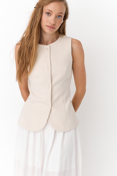 Жилет из смесового льна и тенсела