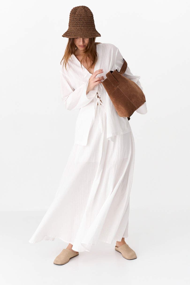 Юбка макси из хлопкового жаккарда