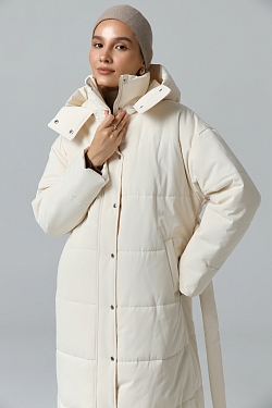 Пуховик удлиненный со съемным капюшоном