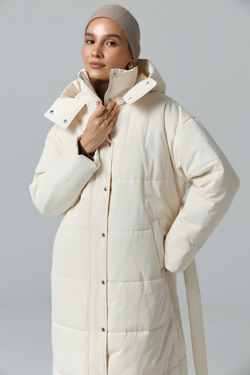 Пуховик удлиненный со съемным капюшоном