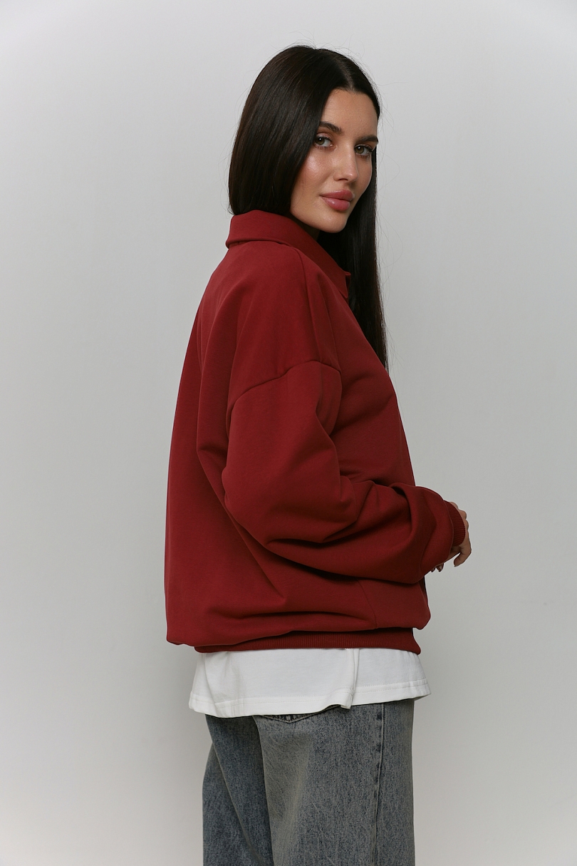 Свитшот-поло из хлопка с вышивкой