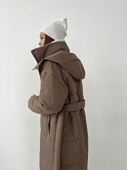 Пуховик удлиненный со съемным капюшоном