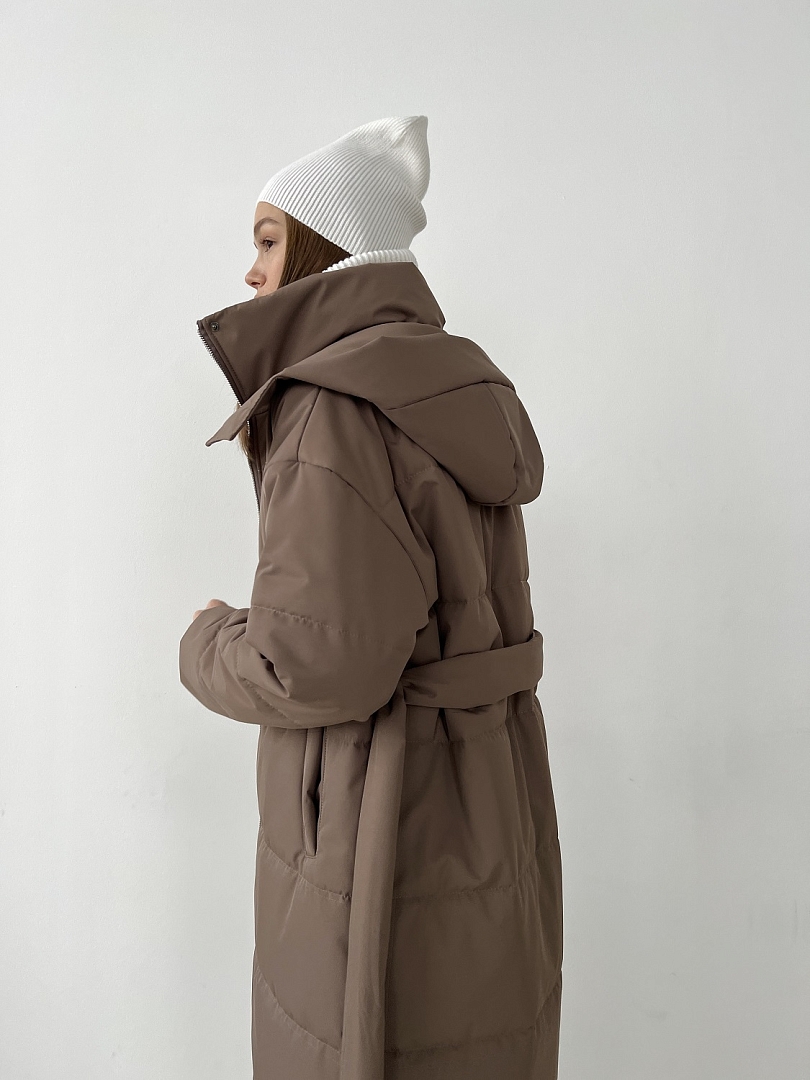 Пуховик удлиненный со съемным капюшоном