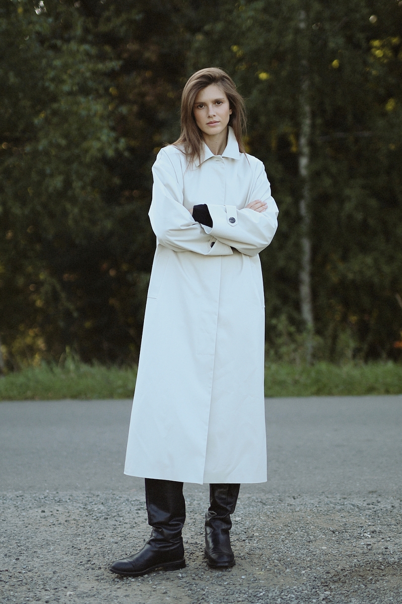 Тренч однобортный из 100% хлопка с пропиткой