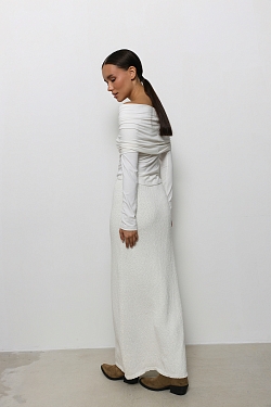 Юбка макси из хлопкового трикотажа букле