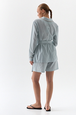 Костюм из смесового льна с кантом 