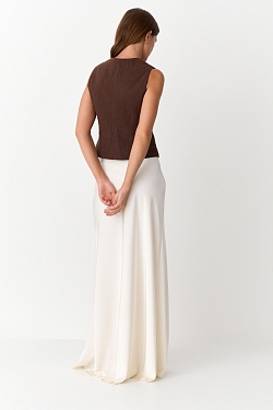 Юбка макси с кружевом и разрезом 