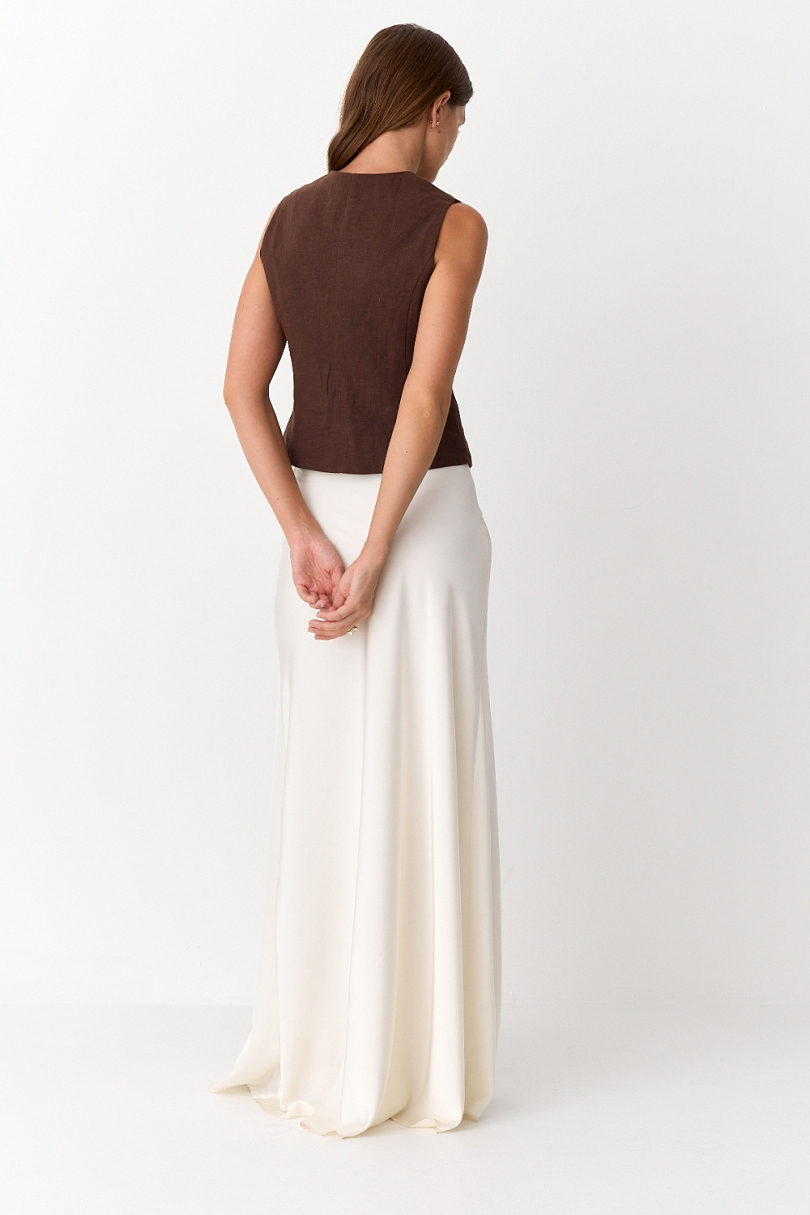 Юбка макси с кружевом и разрезом 