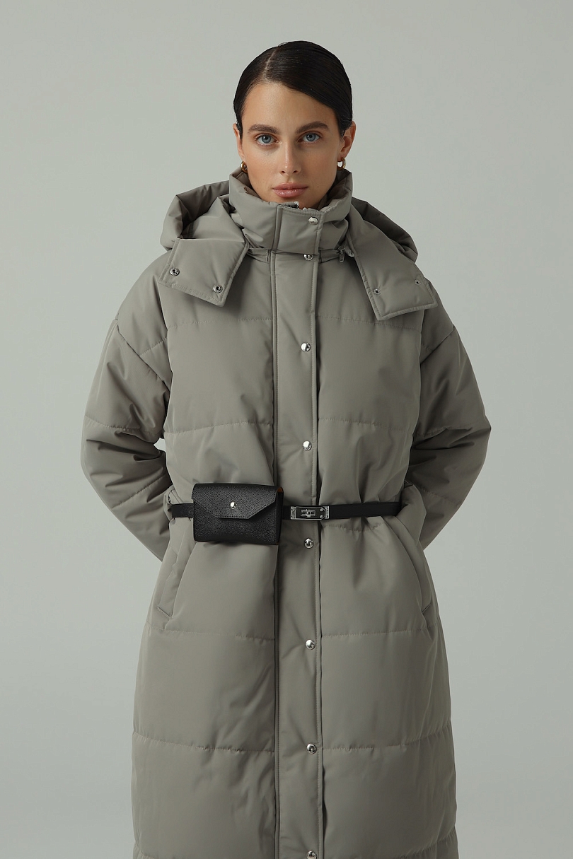 Пуховик удлиненный со съемным капюшоном