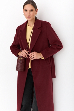 Пальто прямого кроя с поясом