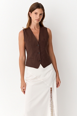 Юбка макси с кружевом и разрезом 