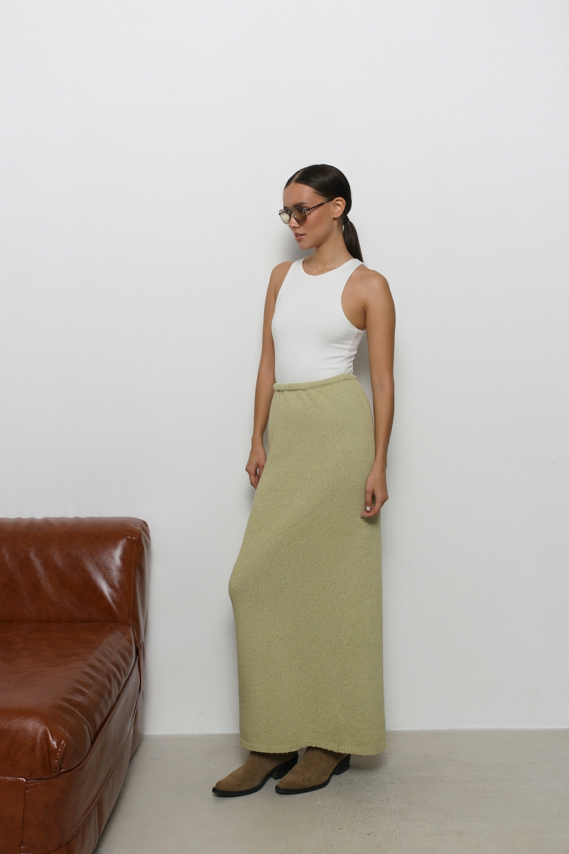 Юбка макси из хлопкового трикотажа букле
