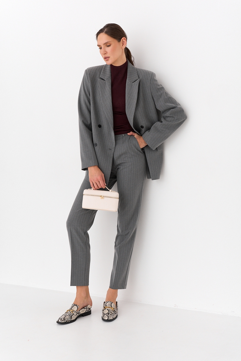 Жакет двубортный в полоску