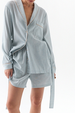 Костюм из смесового льна с кантом 