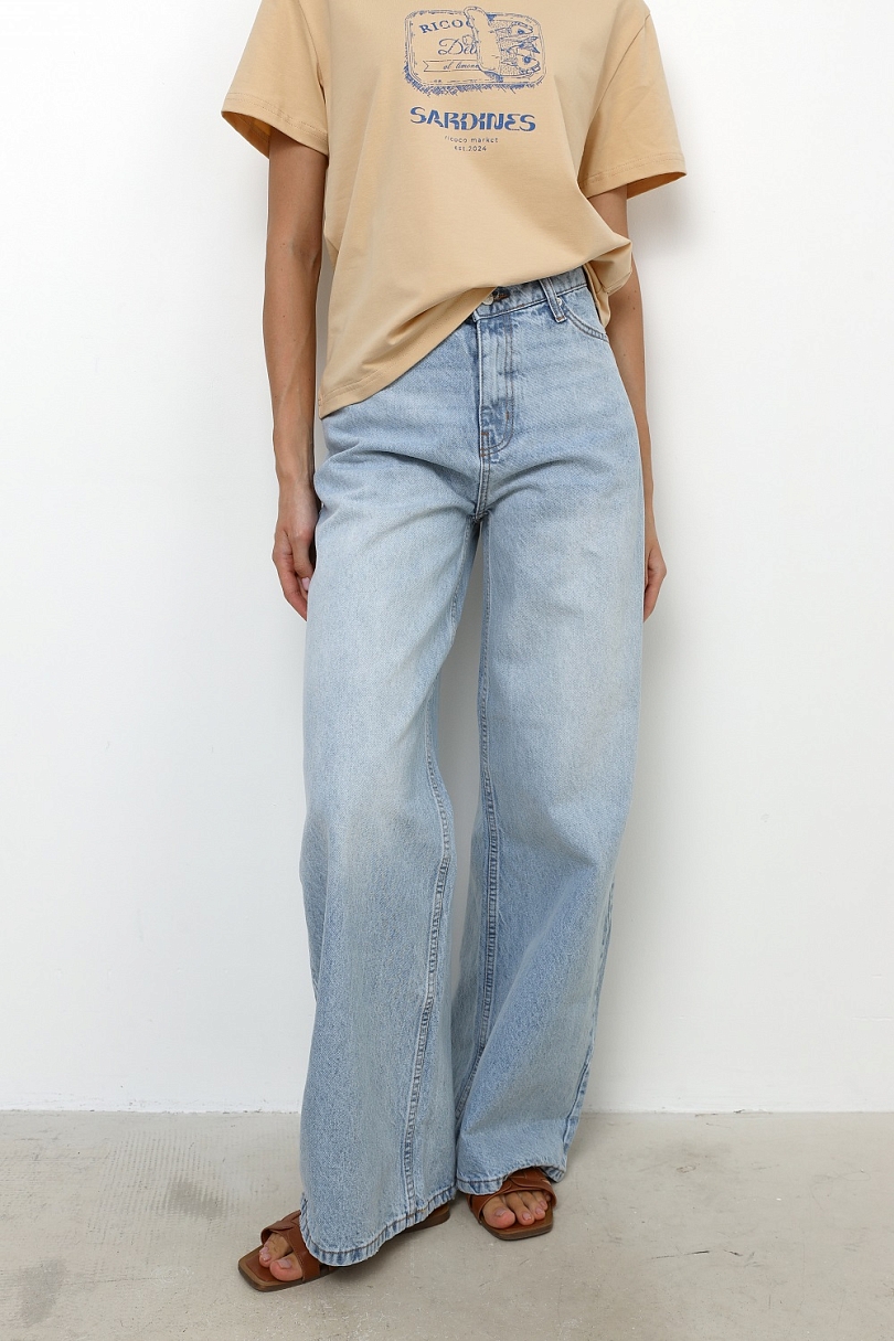 Джинсы wide leg с завышенной талией