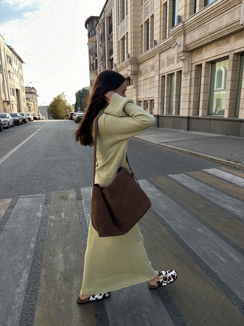 Юбка макси из хлопкового трикотажа букле