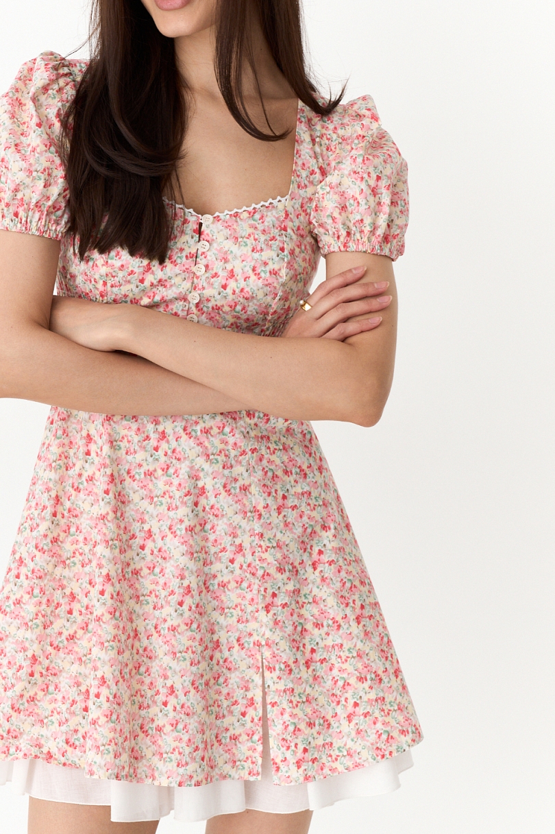 Платье мини на пуговицах из хлопка