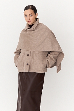 Пальто укороченное с шарфом