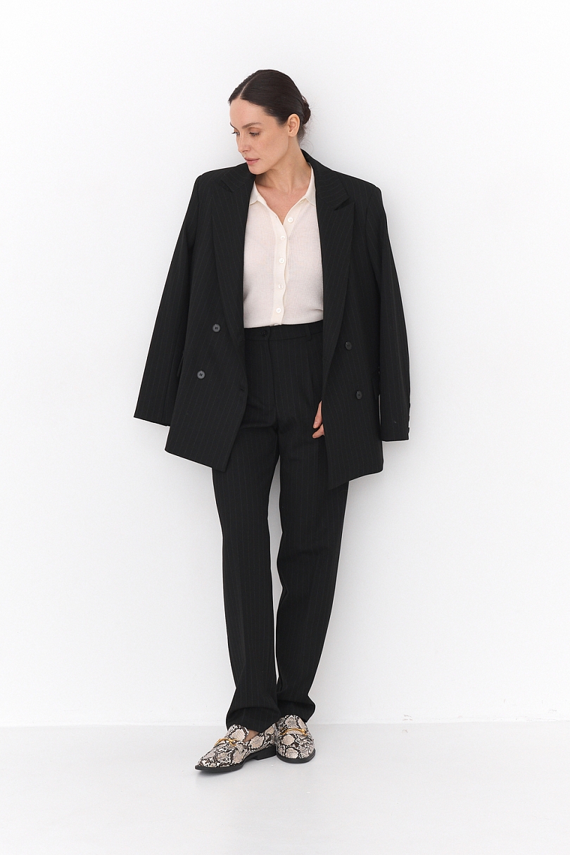 Жакет двубортный в полоску