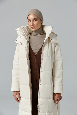 Пуховик удлиненный со съемным капюшоном