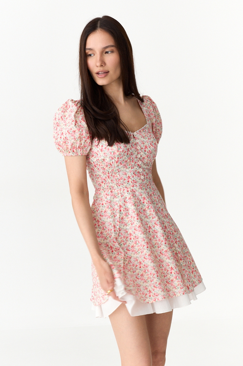 Платье мини на пуговицах из хлопка